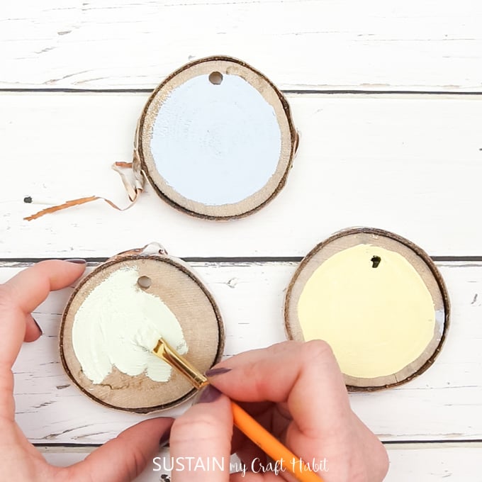 Making Hand Lettered Wood slices as Easter ornaments