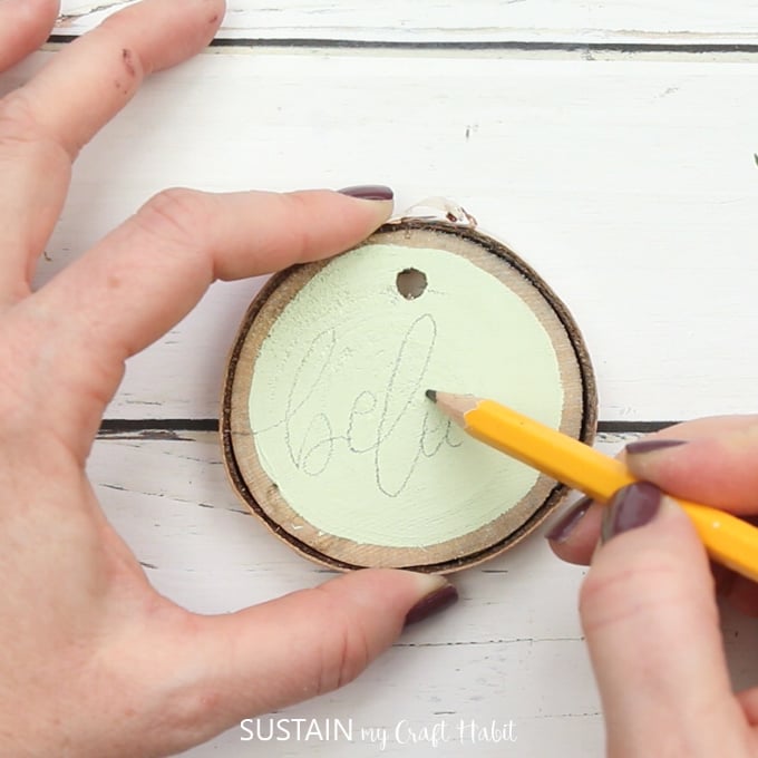 Making Hand Lettered Wood slices as Easter ornaments