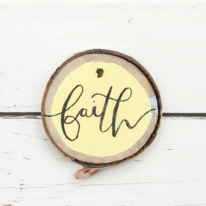 Making Hand Lettered Wood slices as Easter ornaments