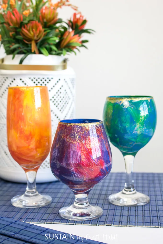 DIY Painted Wine Glasses • Sunday Table