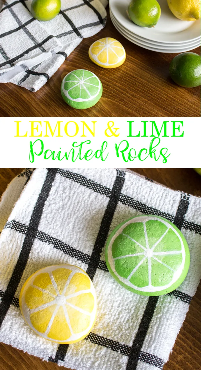 lemon and lime painted rocks