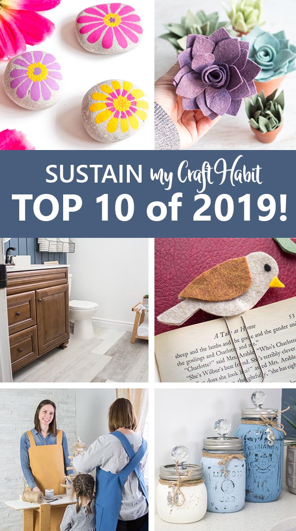 Collage of six of the top projects on Sustain My Craft Habit blog in 2019