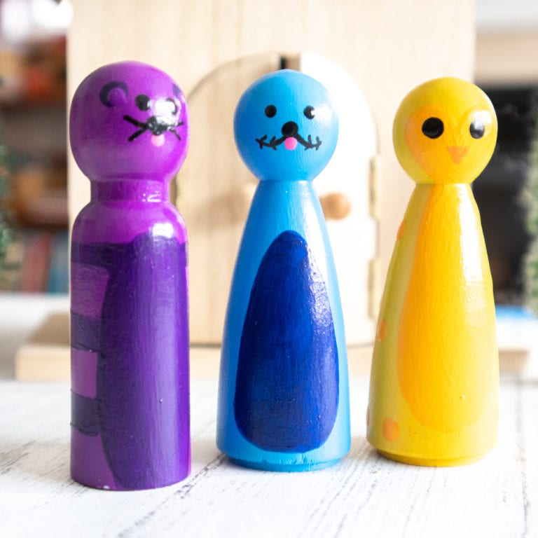 Colorful Wooden Peg Arctic Animals