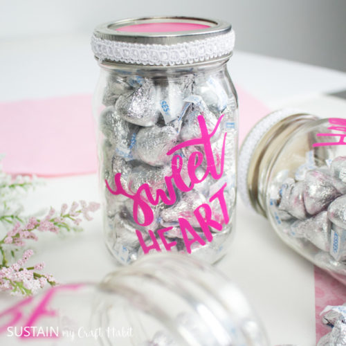 The Sweetest Valentine’s Gift Jar with Cricut + other Candy Jar Ideas