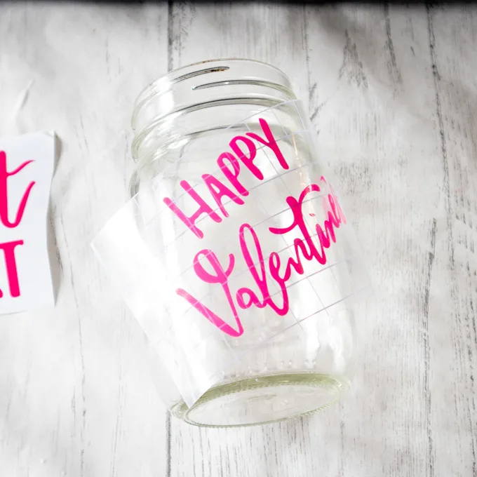 placing phrase on mason jar 