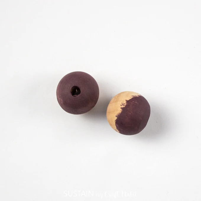 Purple painted wooden beads
