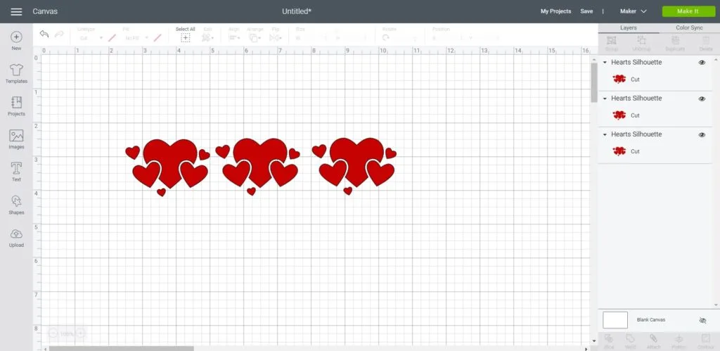 screenshot of heart design duplicated