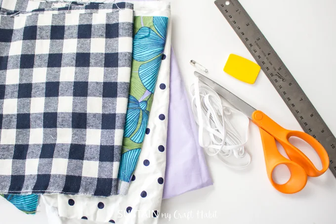 supplies needed to make a scrunchie with a hair tie or rubber band