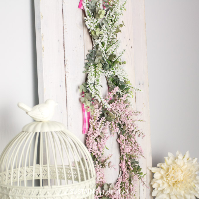 styled farmhouse inspired XO Spring floral wall decor