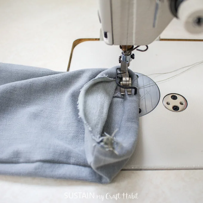 Sewing double fold hem on a straight leg pant.