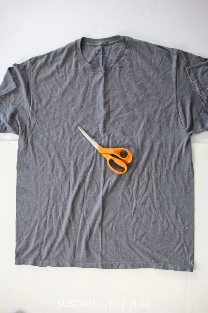 prepare materials - tshirt and scissors