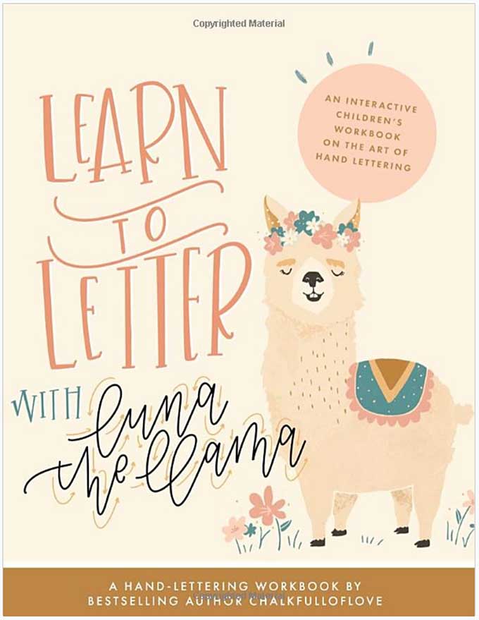 A book about hand-lettering with a llama on the front.