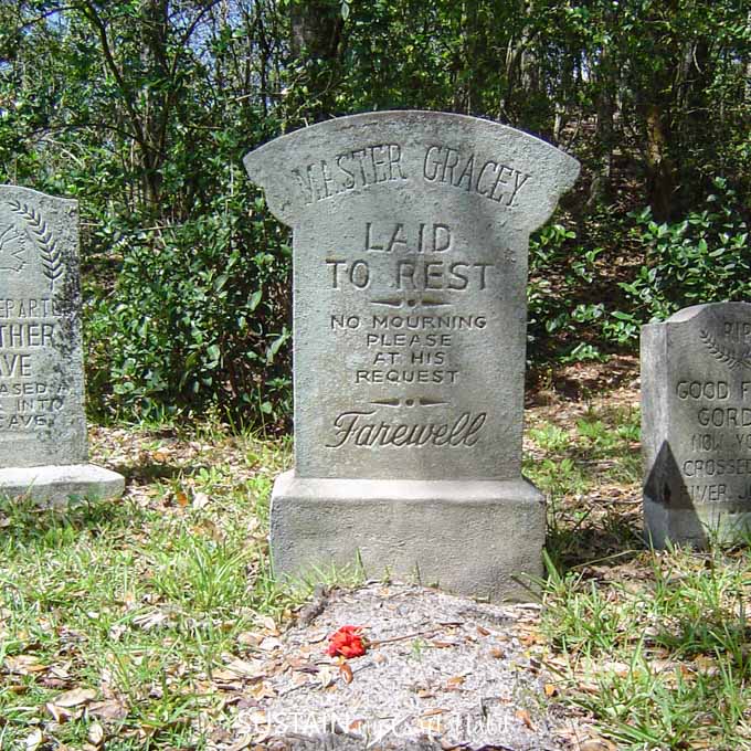 The mock-gravestones at the entrance to the Haunted Mansion at Magic Kingdom