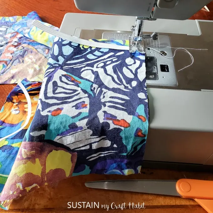 Sewing elastic band onto the fabric