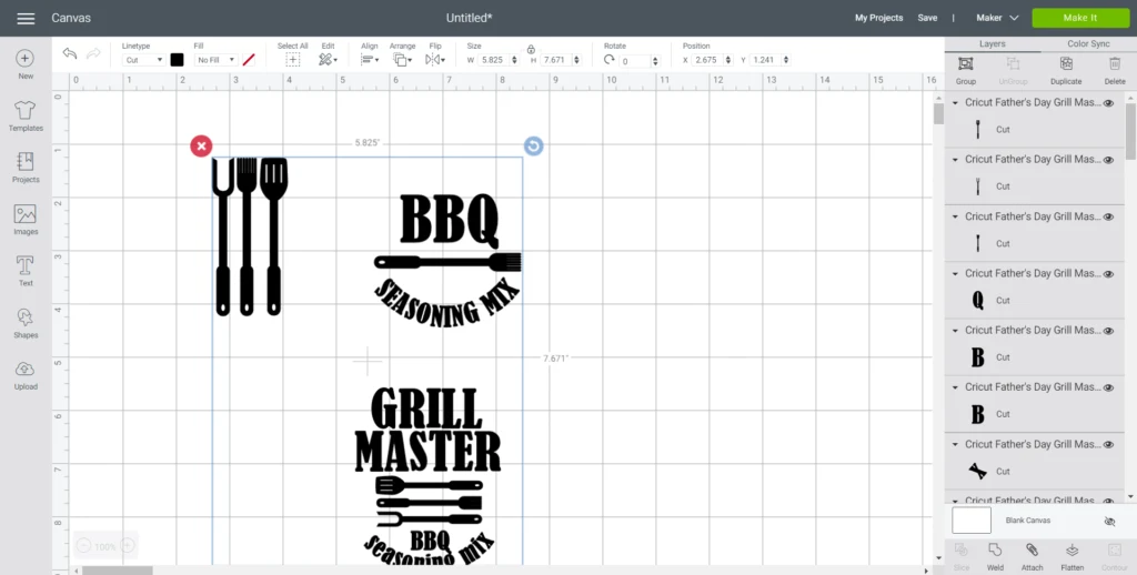 Upload Father’s Day “Grill Master” SVG File into Cricut Design Space.