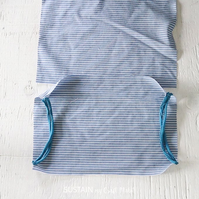 sew elastic to sides of one rectangular piece