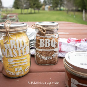 Grill Master seasoning mix jars for a Father's Day BBQ
