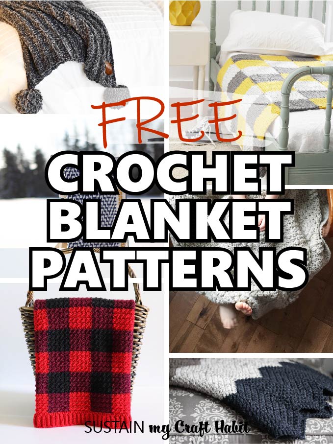 A round up image showing a variety of free crochet blanket patterns.