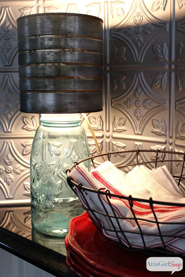 mason jar made into a table lamp