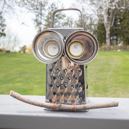 Owl Garden Decor With An Upcycled Cheese Grater Sustain My Craft Habit