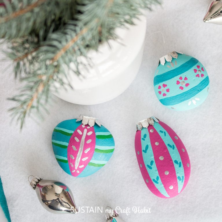 Christmas Ornament Painted Rocks