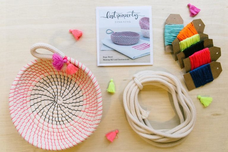Craft kit for making a coiled rope bowl