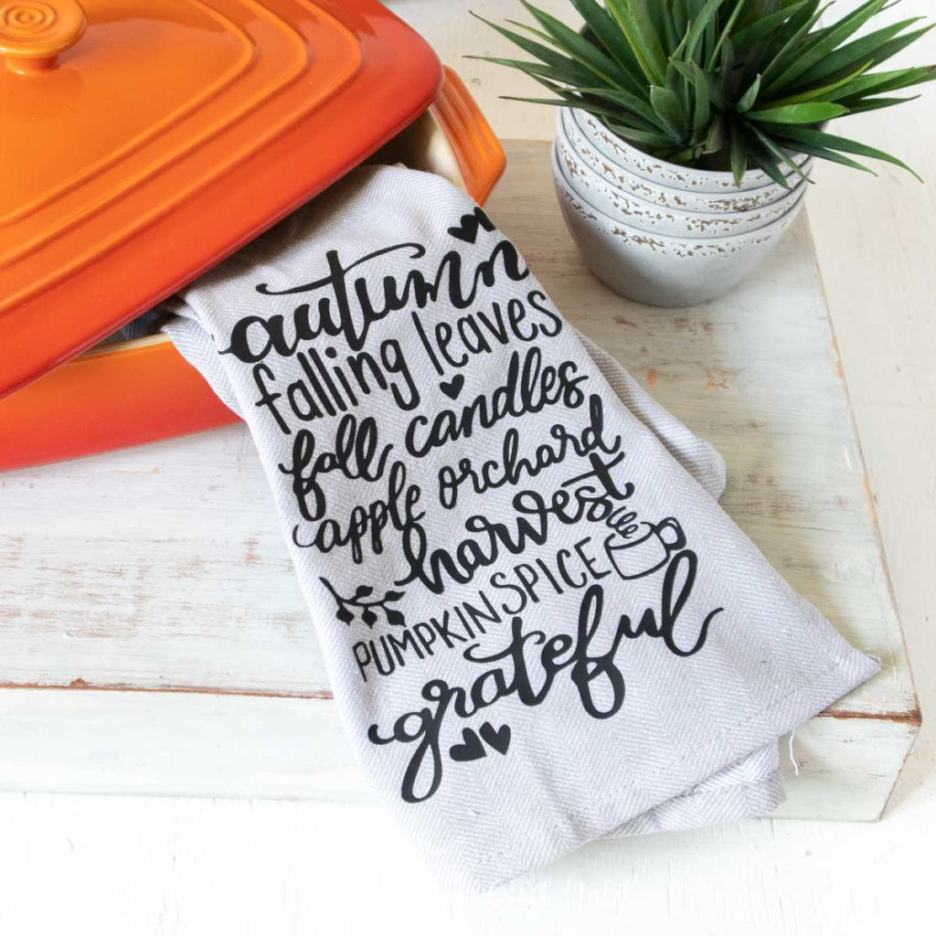 DIY Fall Tea Towels with Iron On Vinyl