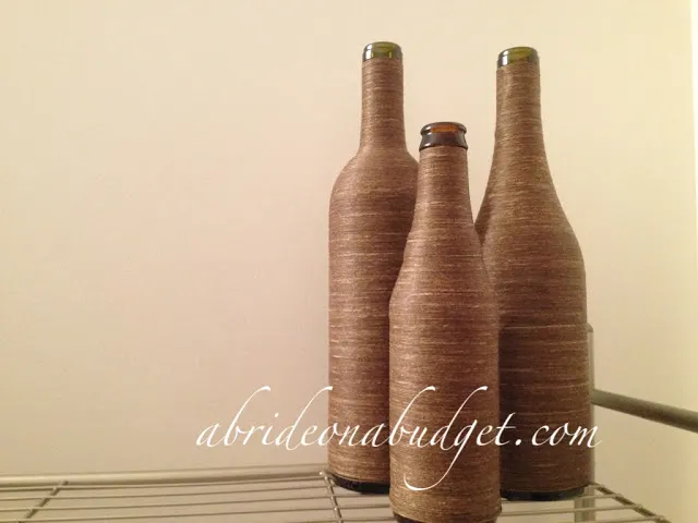 Twine wrapped wine bottles.