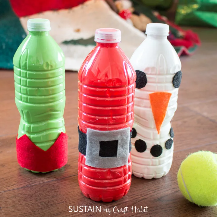wupcycled plastic water bottles turned into a DIY bowling gamebottle bowling