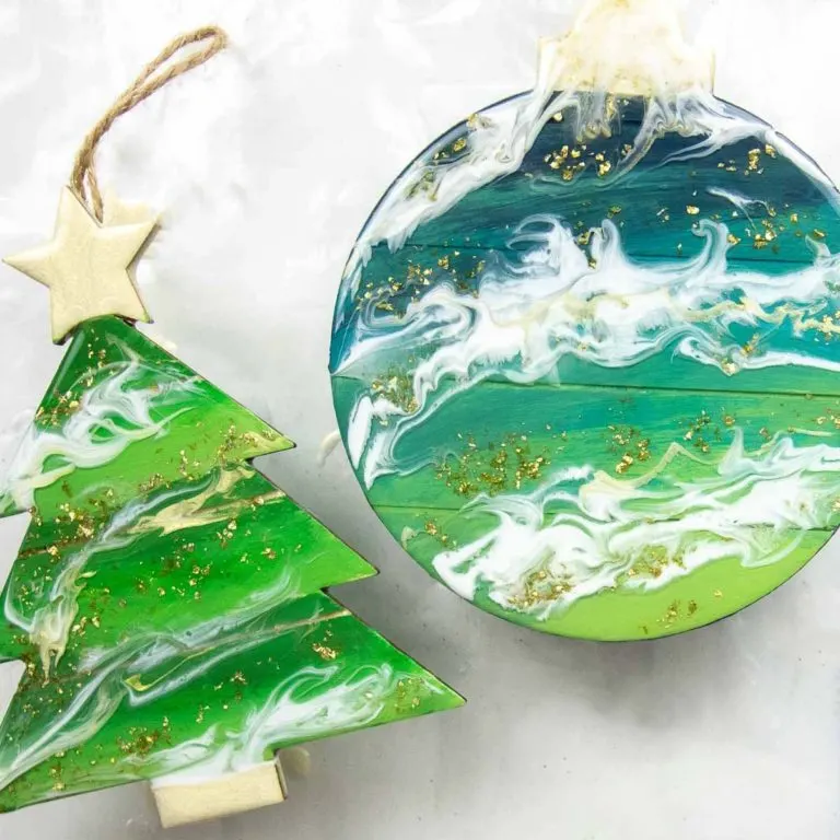 resin poured Christmas ornaments