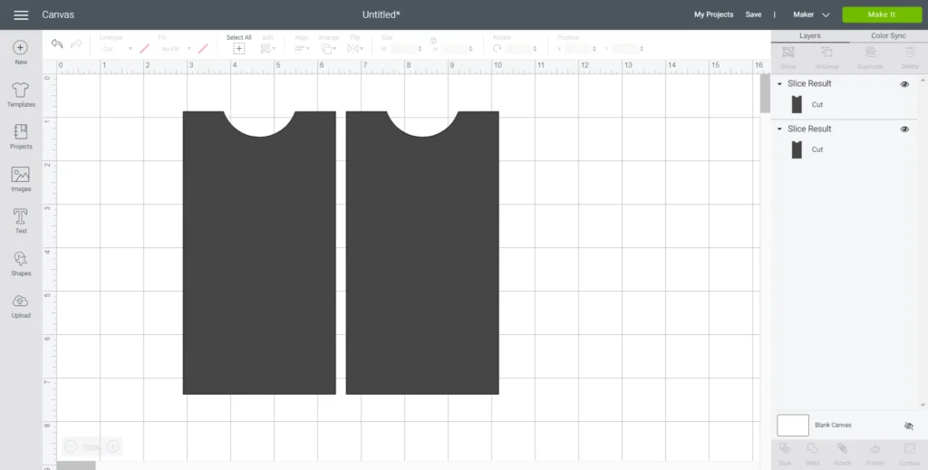 Duplicating the rectangle shape in Cricut Design space.