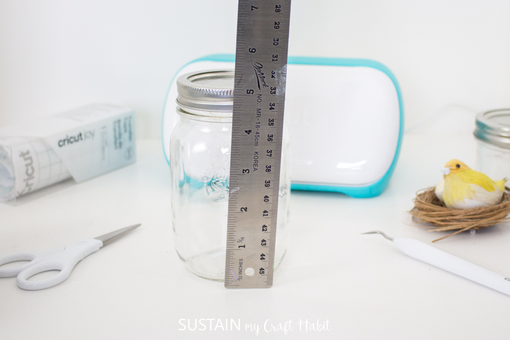 Measuring the size of a mason jar.