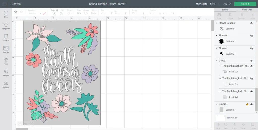 adjust flower colors to match Smart Vinyl and place around flower phrase