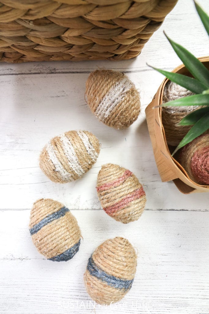 Twine wrapped Easter eggs.