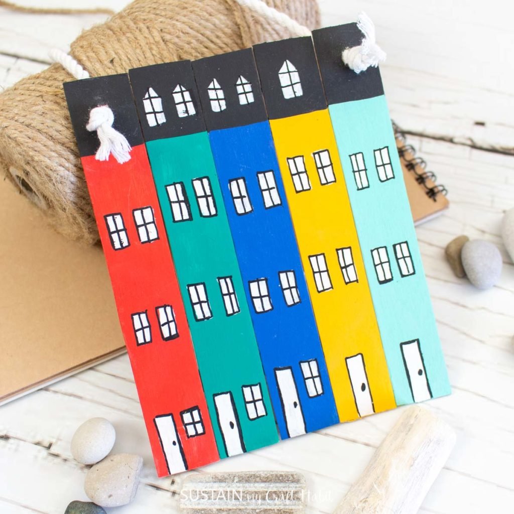 Making a Row House Craft Stick Ornament