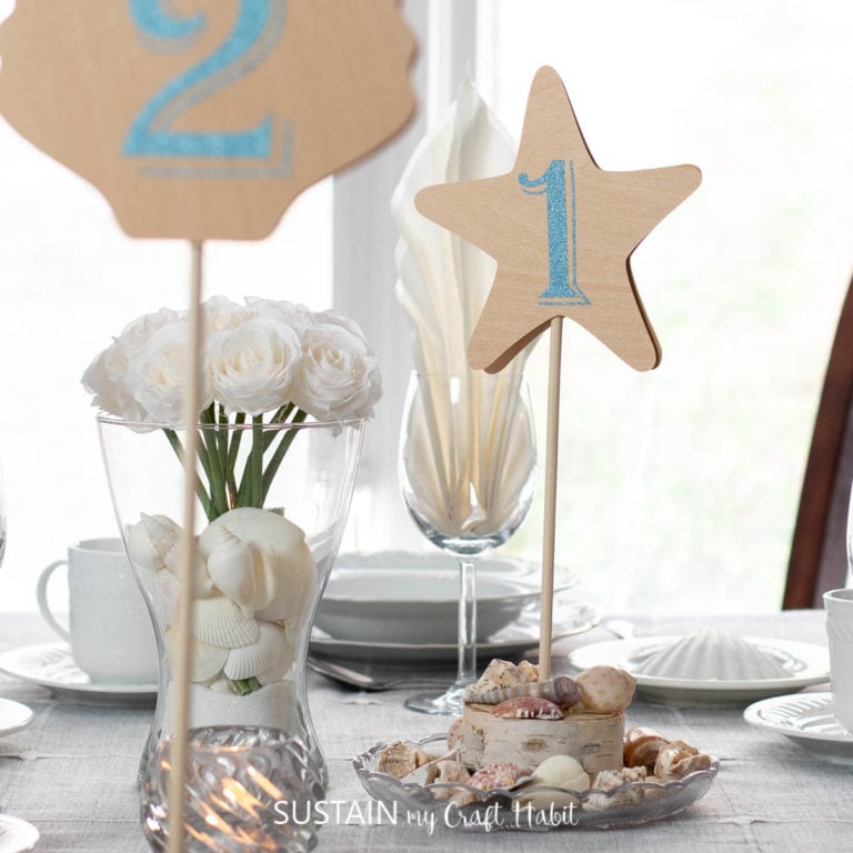 DIY Beach-Themed Wedding Table Numbers