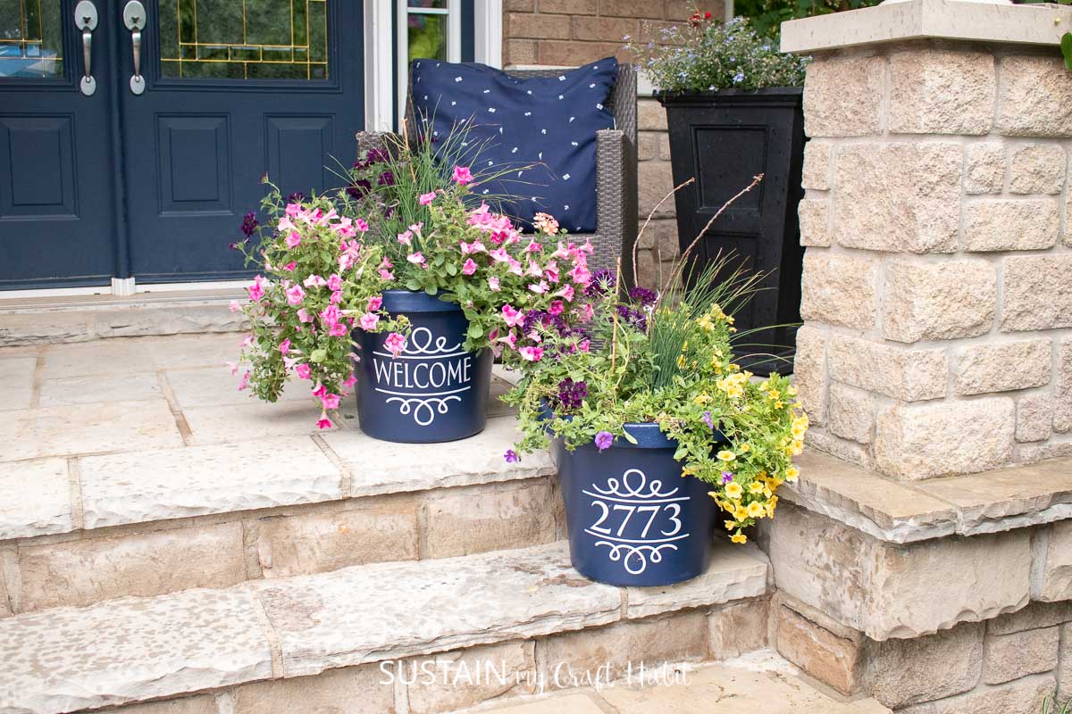 65. Personalize your patio planters with a vinyl decal