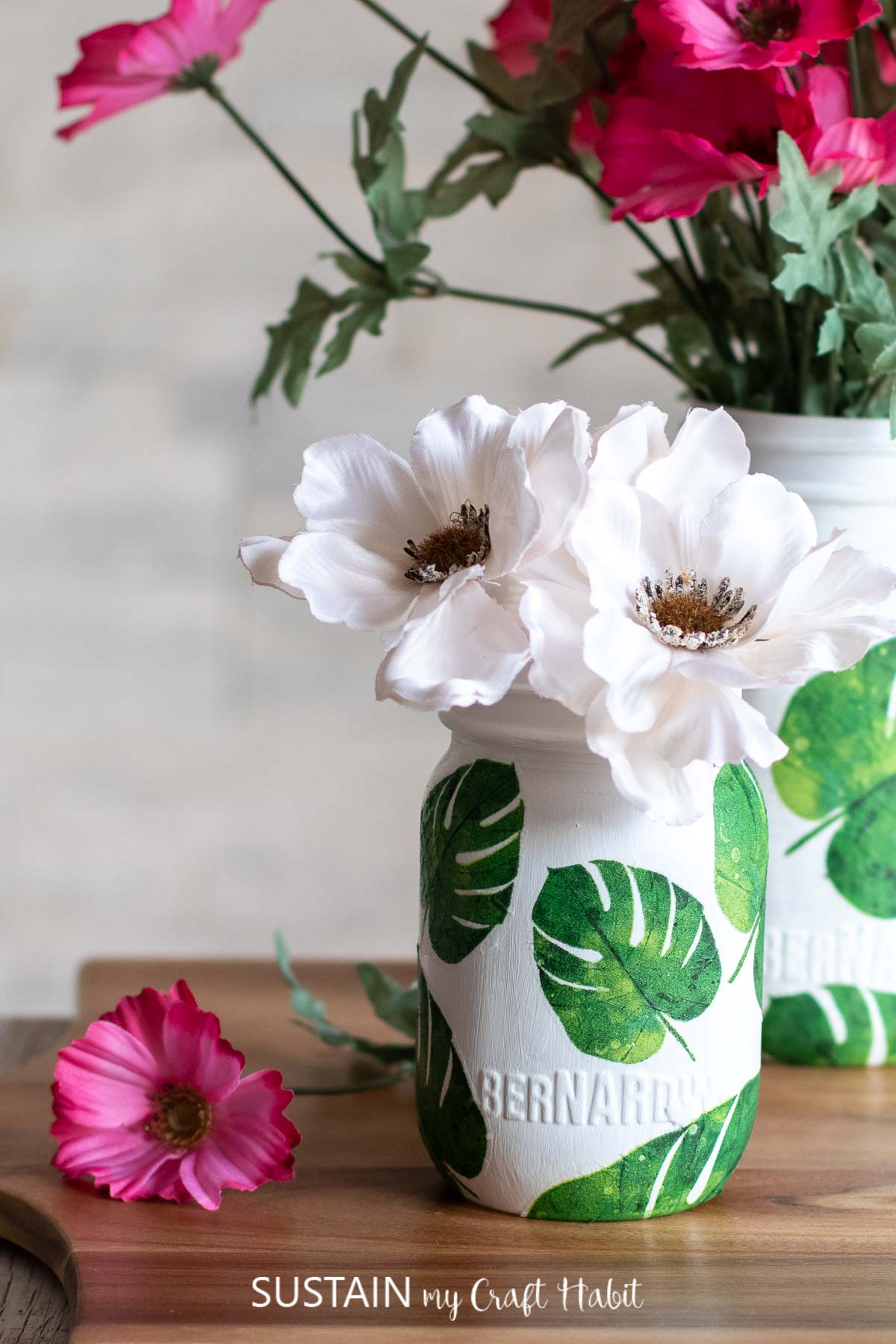 Decoupage Napkins onto Glass Jars Sustain My Craft Habit