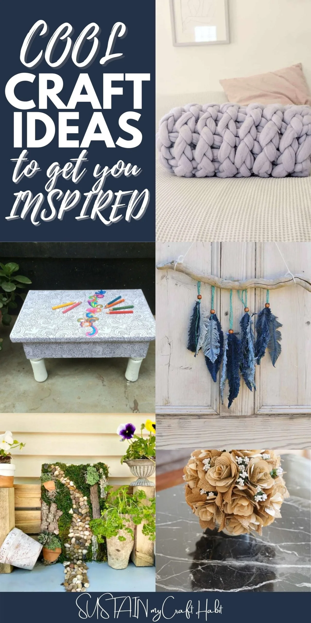 Collage of images with text overlay reading "Cool craft ideas to get you inspired".
