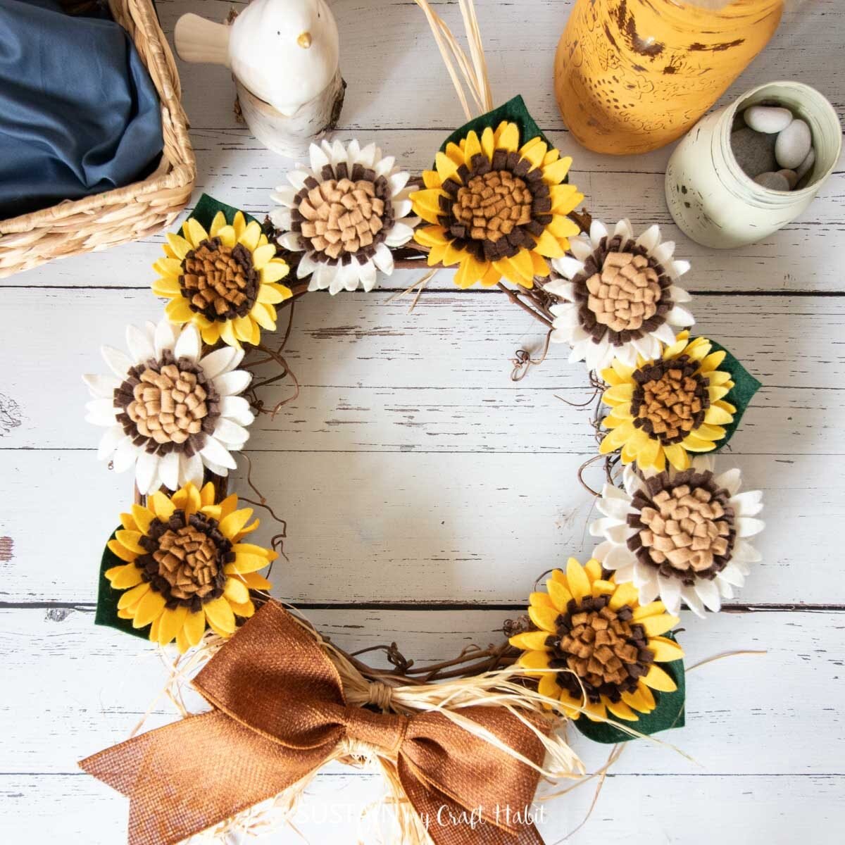 DIY Felt Sunflower Wreath