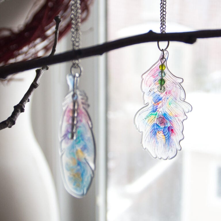 DIY Resin Feather Pendants