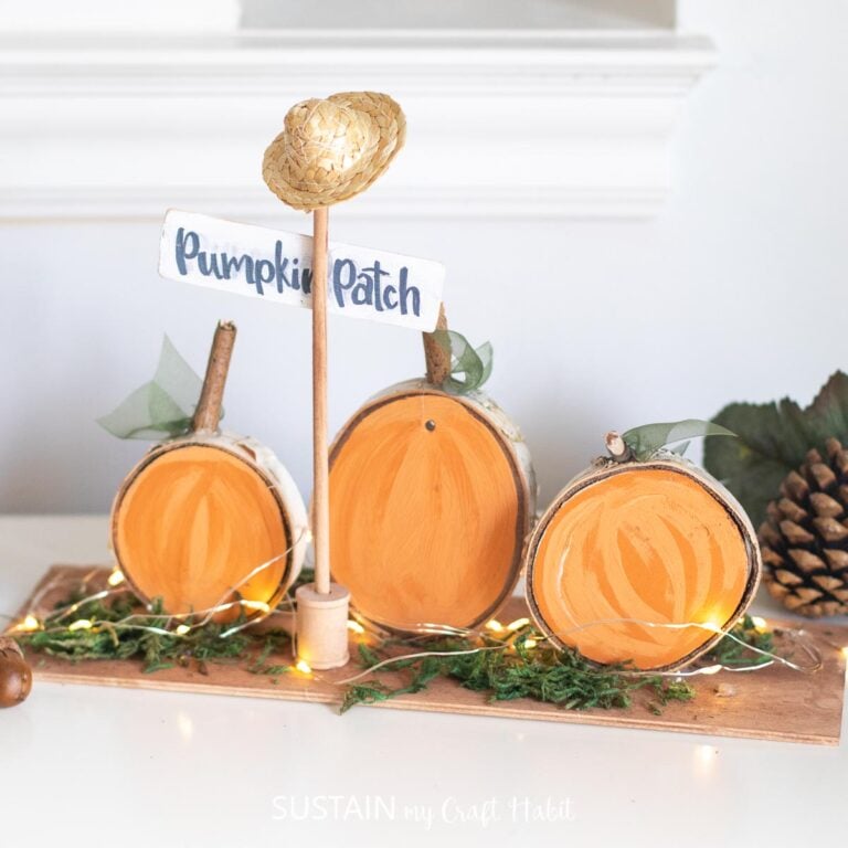 Reversible Wood Slice Pumpkin Patch Craft