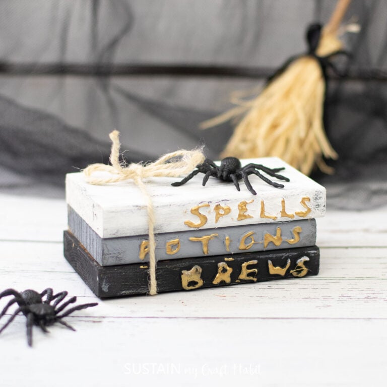 Making Stacked Books Decor for Halloween