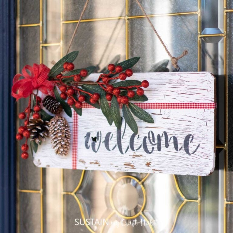 DIY Cedar Plank Winter Welcome Sign