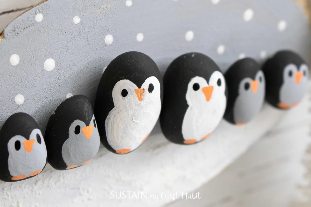 Penguin pebble art craft