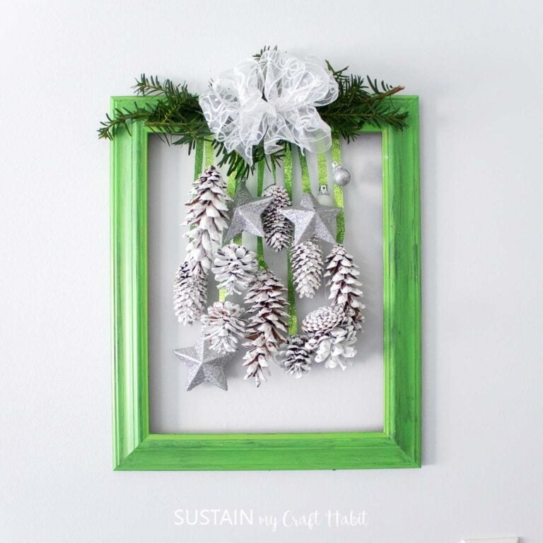 Upcycled Picture Frame Door Decor for the Holidays