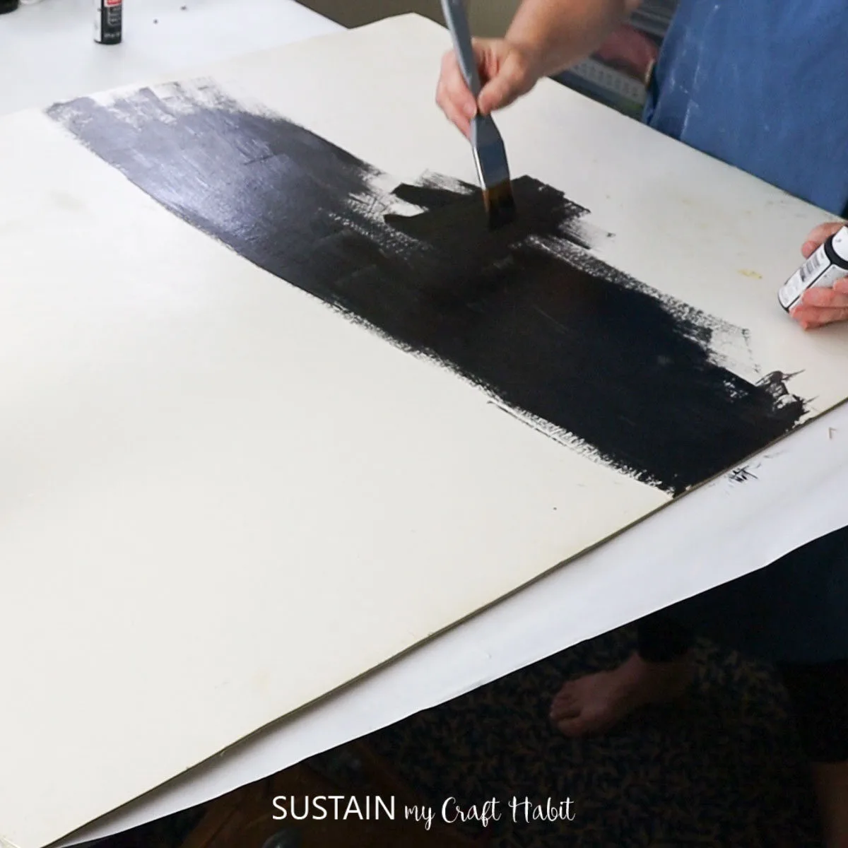 Painting with chalkboard paint.