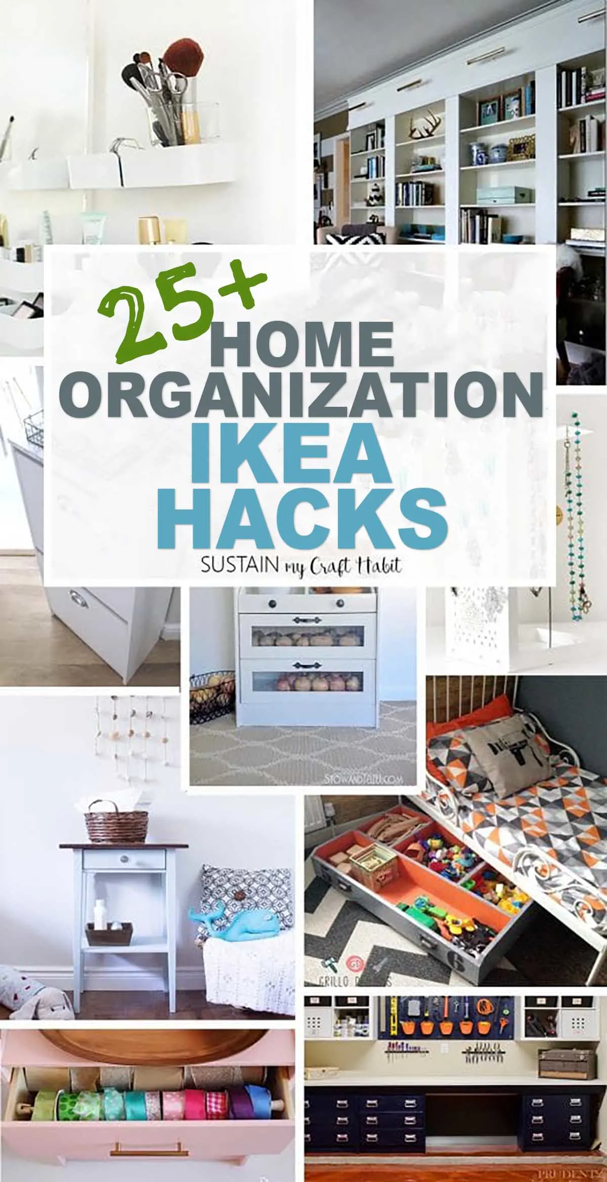 Collage of images IKEA Home Organtion Hack Ideas
