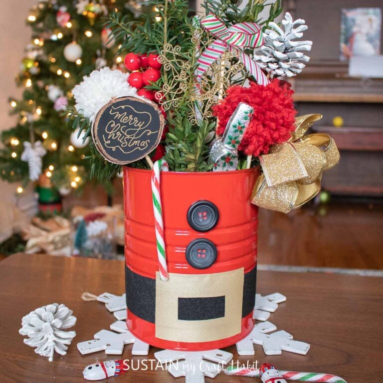Coffee Tin Santa Centerpiece