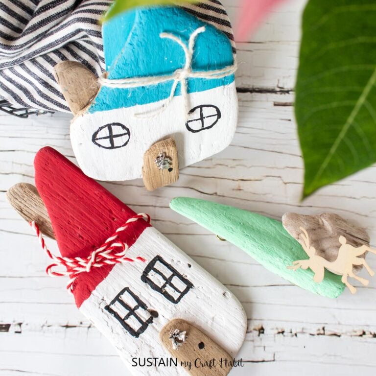 Painted Driftwood Christmas Village Craft
